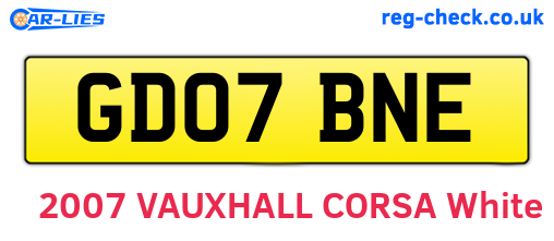 GD07BNE are the vehicle registration plates.