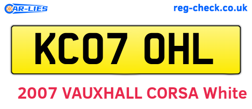 KC07OHL are the vehicle registration plates.
