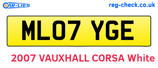 ML07YGE are the vehicle registration plates.