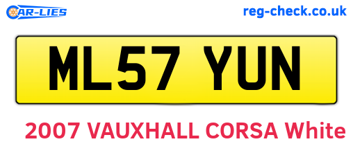 ML57YUN are the vehicle registration plates.