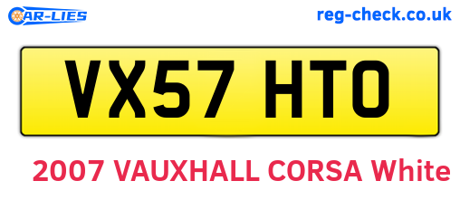VX57HTO are the vehicle registration plates.