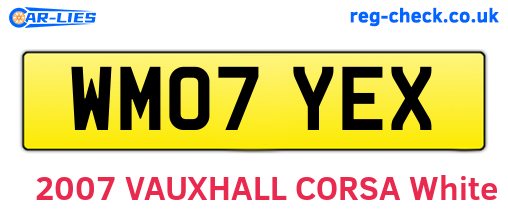 WM07YEX are the vehicle registration plates.