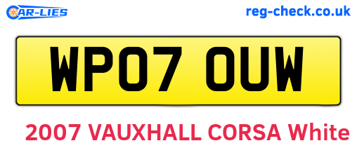 WP07OUW are the vehicle registration plates.