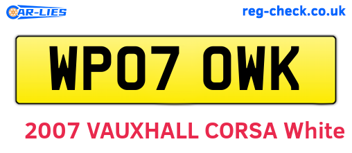 WP07OWK are the vehicle registration plates.