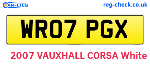 WR07PGX are the vehicle registration plates.