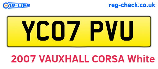 YC07PVU are the vehicle registration plates.