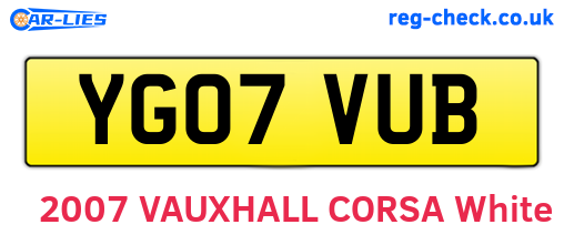 YG07VUB are the vehicle registration plates.