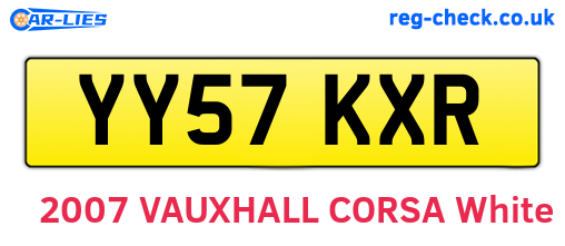 YY57KXR are the vehicle registration plates.