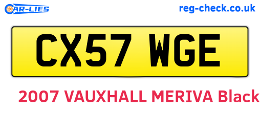 CX57WGE are the vehicle registration plates.