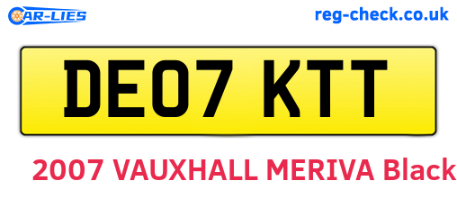 DE07KTT are the vehicle registration plates.