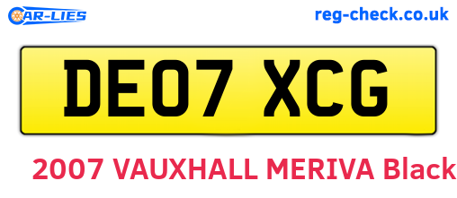 DE07XCG are the vehicle registration plates.