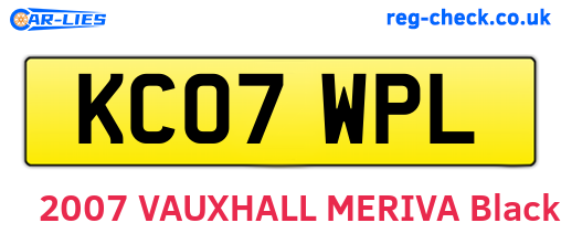 KC07WPL are the vehicle registration plates.
