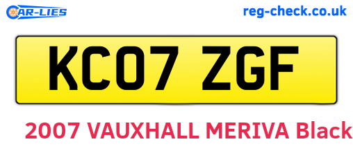 KC07ZGF are the vehicle registration plates.