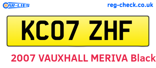 KC07ZHF are the vehicle registration plates.