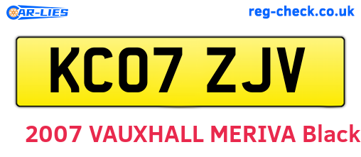 KC07ZJV are the vehicle registration plates.
