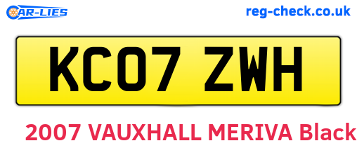 KC07ZWH are the vehicle registration plates.