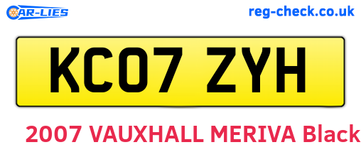 KC07ZYH are the vehicle registration plates.