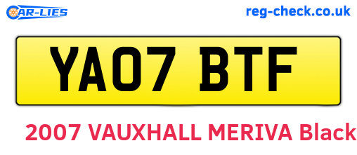 YA07BTF are the vehicle registration plates.