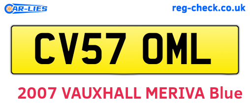 CV57OML are the vehicle registration plates.