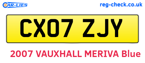 CX07ZJY are the vehicle registration plates.