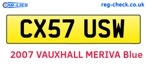 CX57USW are the vehicle registration plates.