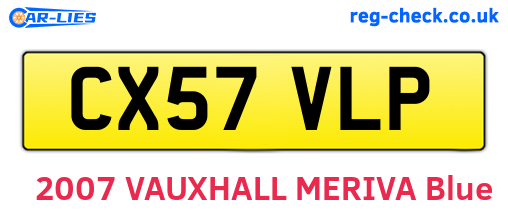 CX57VLP are the vehicle registration plates.