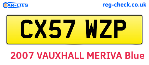 CX57WZP are the vehicle registration plates.