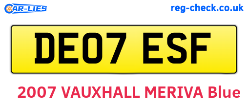 DE07ESF are the vehicle registration plates.