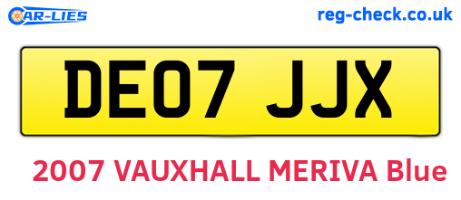 DE07JJX are the vehicle registration plates.
