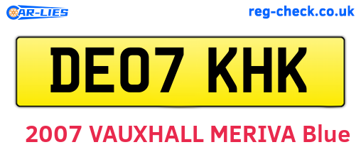 DE07KHK are the vehicle registration plates.