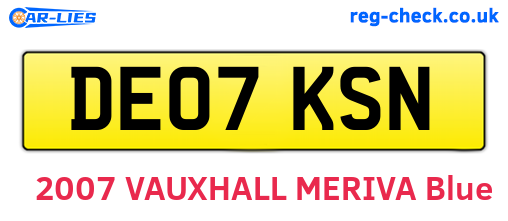 DE07KSN are the vehicle registration plates.