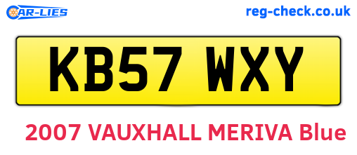KB57WXY are the vehicle registration plates.