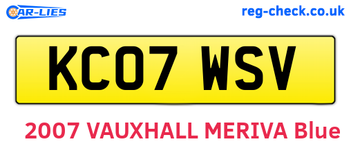 KC07WSV are the vehicle registration plates.
