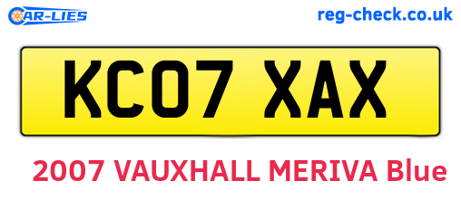 KC07XAX are the vehicle registration plates.