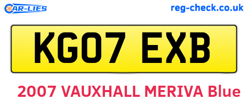 KG07EXB are the vehicle registration plates.
