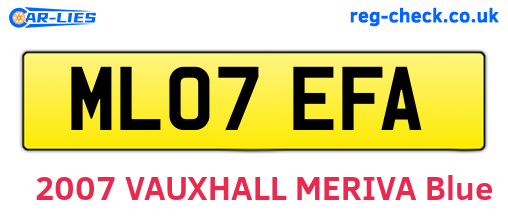 ML07EFA are the vehicle registration plates.