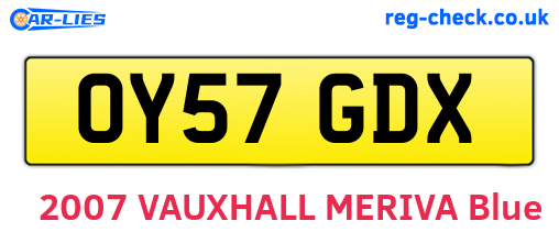 OY57GDX are the vehicle registration plates.