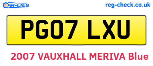 PG07LXU are the vehicle registration plates.