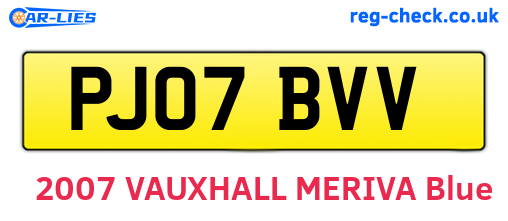 PJ07BVV are the vehicle registration plates.