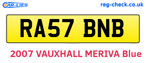 RA57BNB are the vehicle registration plates.