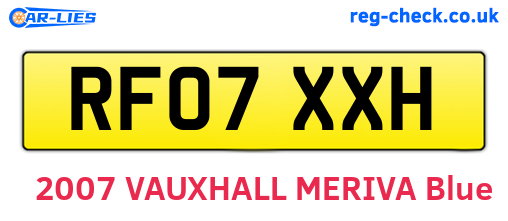 RF07XXH are the vehicle registration plates.