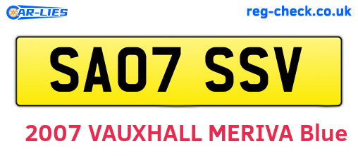 SA07SSV are the vehicle registration plates.