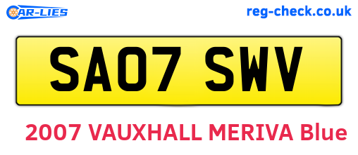SA07SWV are the vehicle registration plates.