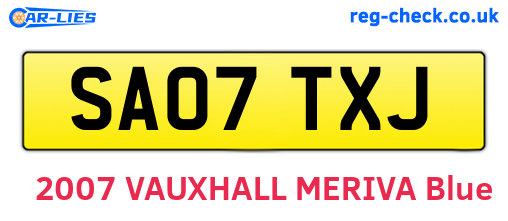 SA07TXJ are the vehicle registration plates.
