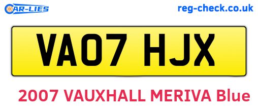 VA07HJX are the vehicle registration plates.