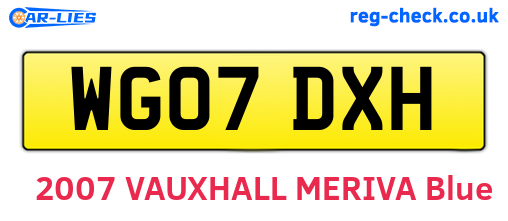 WG07DXH are the vehicle registration plates.