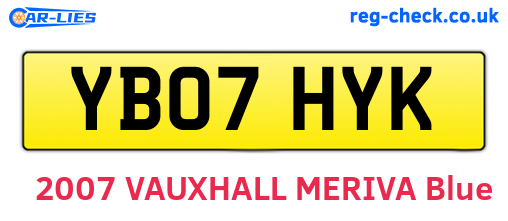 YB07HYK are the vehicle registration plates.
