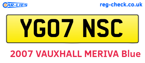 YG07NSC are the vehicle registration plates.