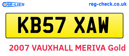 KB57XAW are the vehicle registration plates.
