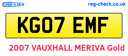 KG07EMF are the vehicle registration plates.